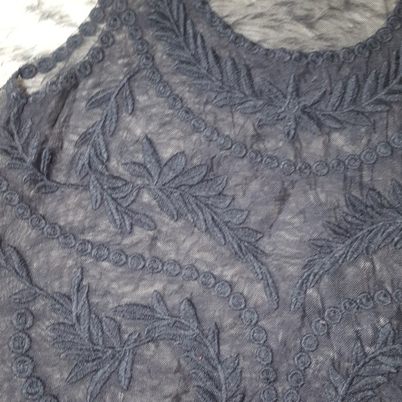 Black Flower Detail Sheer Top - Picture 3 of 4